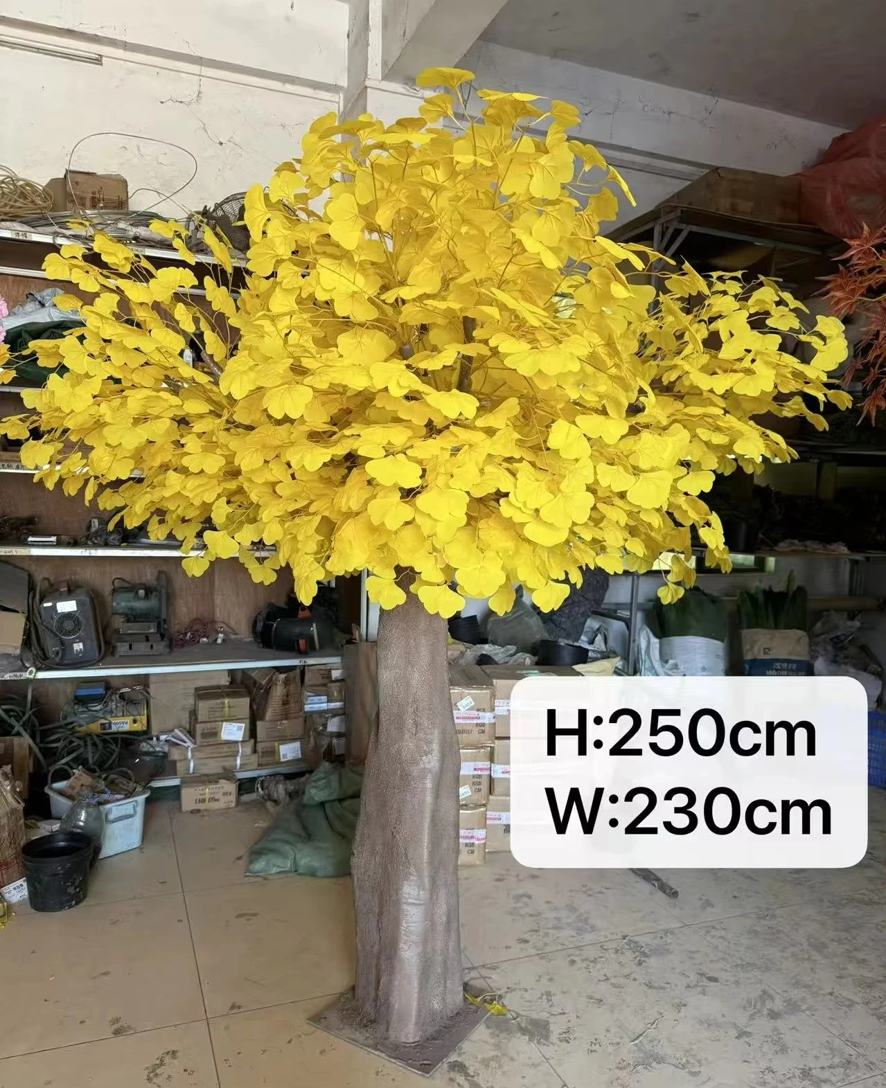 #￥Artificial Plastic Ginkgo Tree 250cm High Custom Golden Yellow Outdoor Landscape Decorative Simulation Tree Mall Hotel Wedding