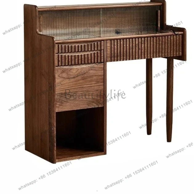 

Black walnut dresser retro makeup table bedroom home log storage locker integrated