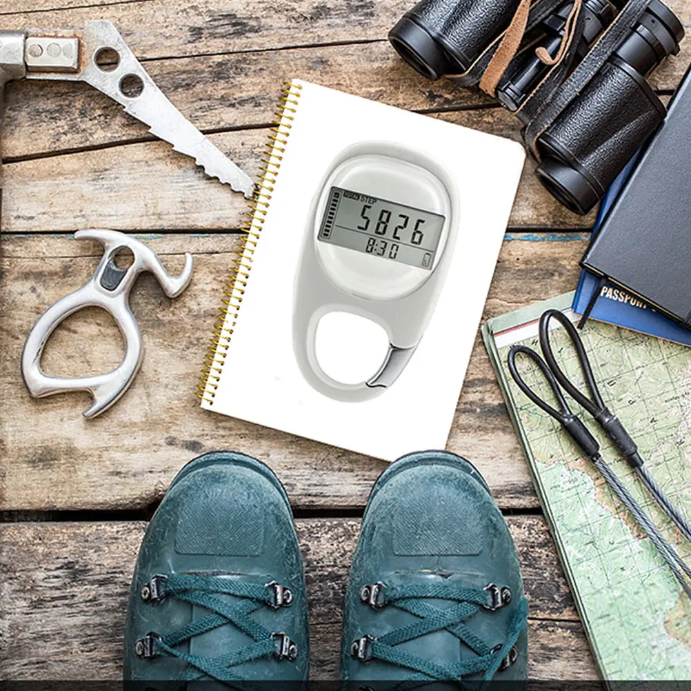 

3d Pedometer Running Carabiner Type Number Sports Supplies Step Counter White Walking Tool Mountaineering Buckle Fitness