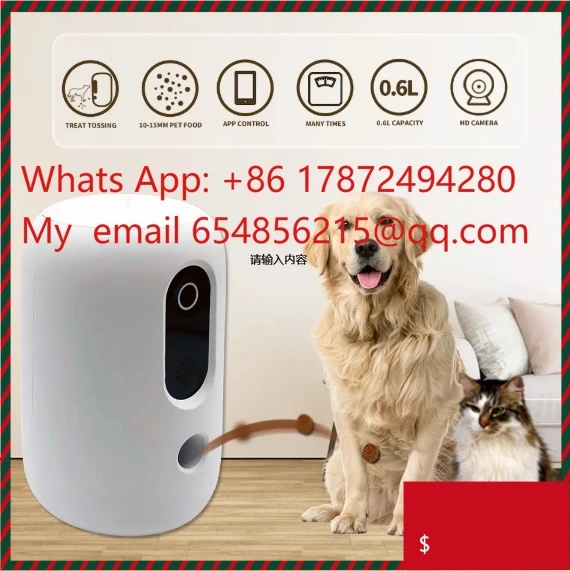 Hot Selling Interactive Pet Camera Toy with Automatic Treat Dispenser Eco-friendly Plastic Feeder for Cats Dogs Tossing Toy