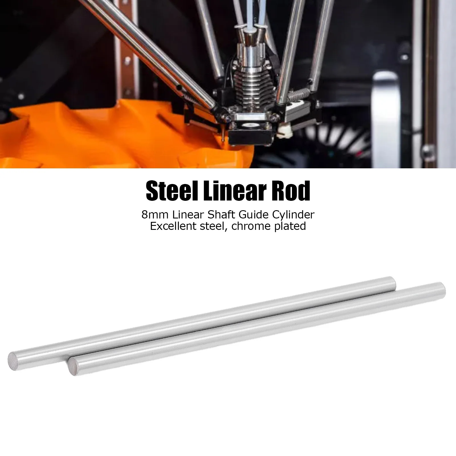 2PCS 8mm Linear Shaft High Accuracy Chrome Plated Steel Motion Guide Cylinder for 3D Priner