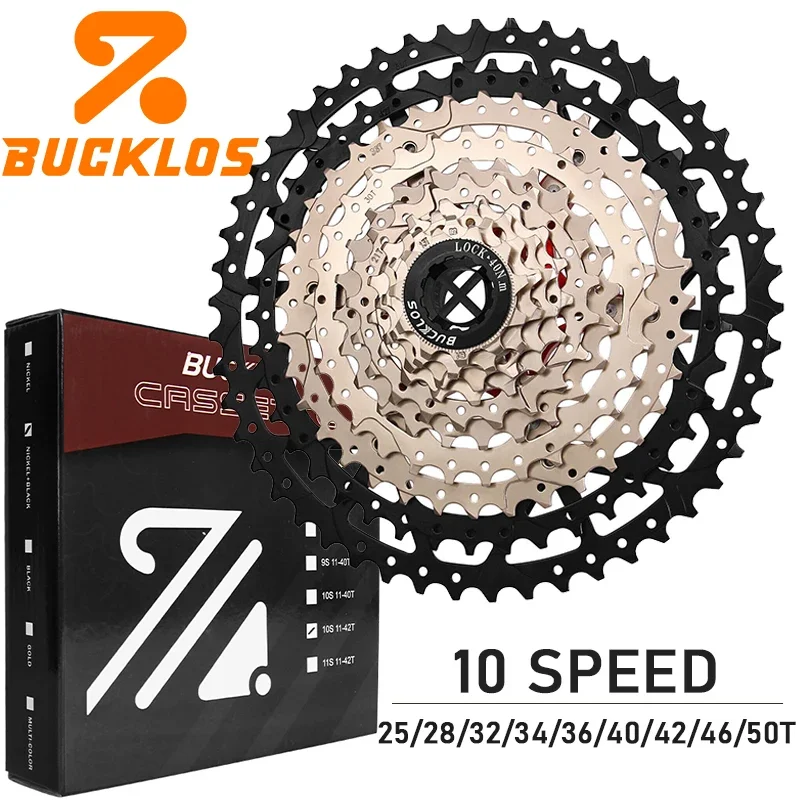 Cassetta per bicicletta BUCKLOS K7 a 10 velocità, cassetta per bici da strada e mountain bike 10V, 25T 28T 32T 34T 40T 46T 50T, ruota libera MTB per Shimano HG