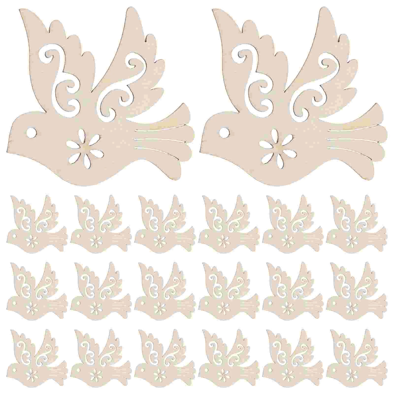 

50 Pcs Peace Dove Accessories Unfinished Wood Slices of The Lid Hollow Pigeon Chips Ornament