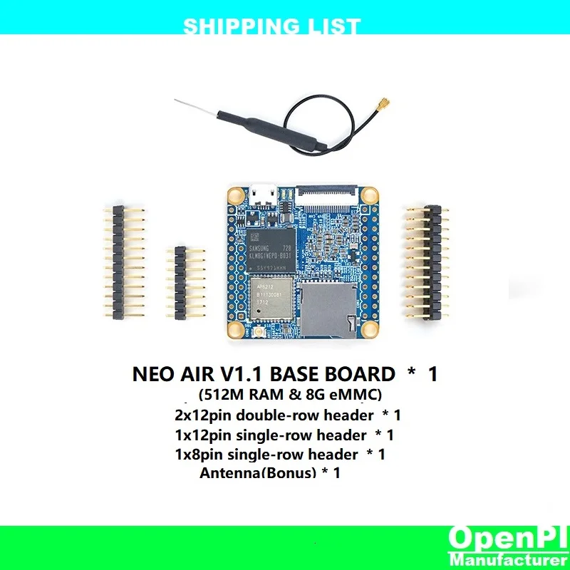 Open+Pi Nano Neo Air LTS (512MB DDR RAM, 8GB EMMC) | Allwinner H3 Quad-core Cortex-A7 1.2GHz | OpenWRT, Ubuntu, Linux