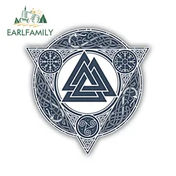 EARLFAMILY 13cm x 12.7cm for Ancient Celtic Valknut Viking Car Stickers Scratch-Proof Graffiti Decals Vinyl Waterproof Car Label