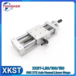 XKST Feed Screw Manual Linear Stage Aluminium T-type Screw Sliding Table XAxis ZAxis Simple Adjustment Component Linear Table