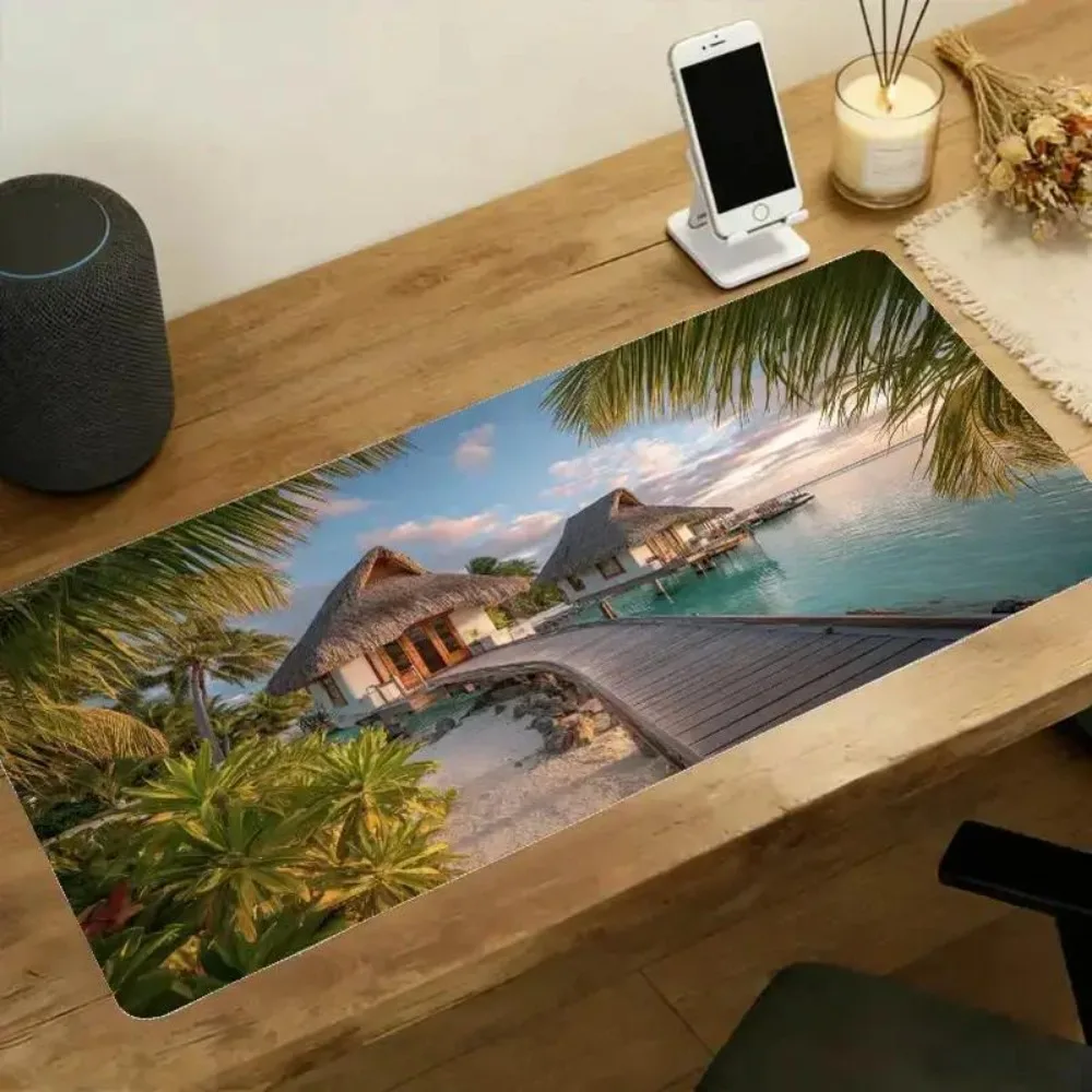 Simple tropical travel-themed computer keyboard pad teclado mecânico alfombrilla ratón mouse pad grande umamusume