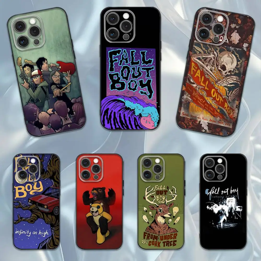 

F-Fall Out Boy Band Phone Case For iPhone 16e,16,15,14,13,12,11,Pro,X,XS,Max,XR,Plus,Mini Soft Black Cover