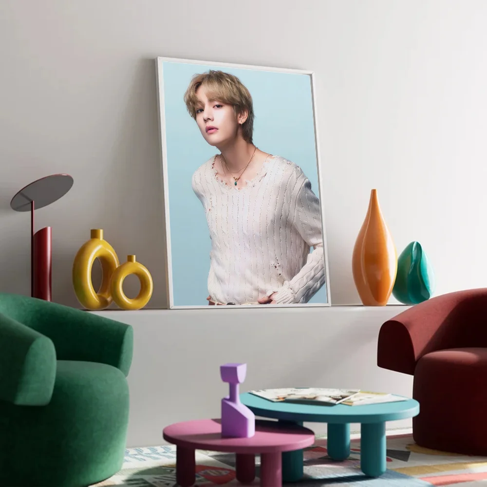 Singer Kpop Kim Tae Hyung V Vintage Posters Sticky Vintage Room Home Bar Cafe Decor Kawaii Room Decor