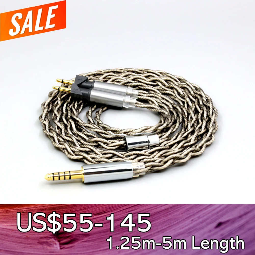 99% Pure Silver + Graphene Silver Plated Shield Earphone Cable For Abyss Diana v2 phi TC X1226lite 1:1 headphone pin LN008503