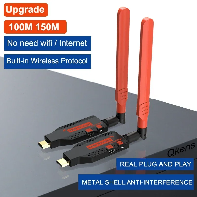 Extensor HDMI sem fio para transmissor e receptor de vídeo, compartilhamento de tela múltipla, exibição para câmera, laptop, PC para projetor de TV, HD 1080p, 150m