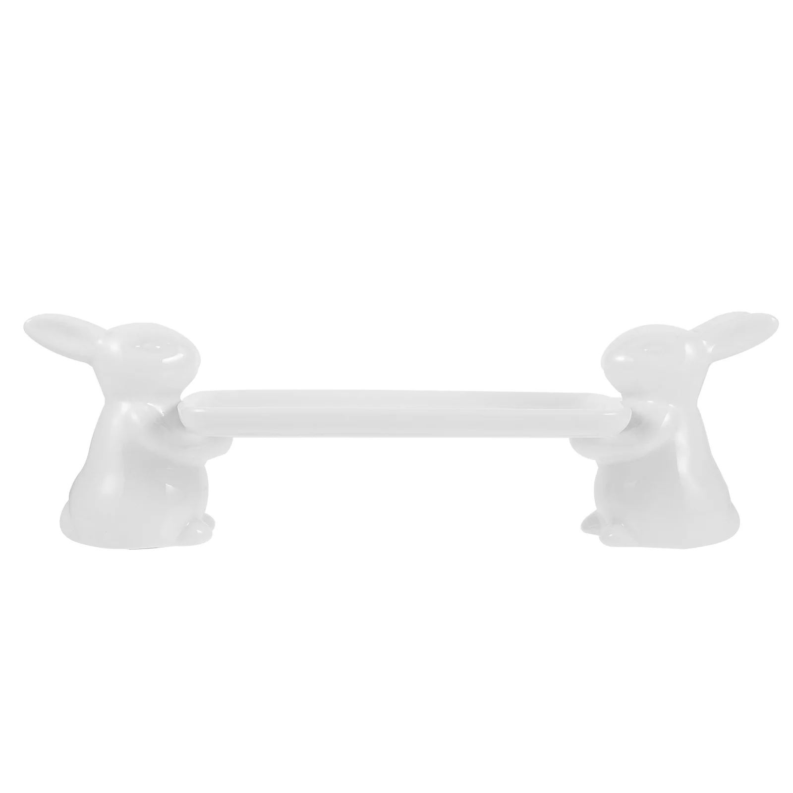 

Bunny Decorated Ceramic Serving Tray Multi-Use Food Storage Dish for Cakes Dried Fruits Candies Coffee Table Organizer