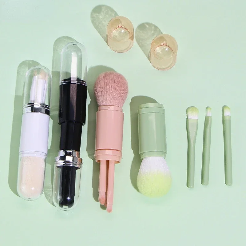 Pennello per trucco telescopico 4 in 1 Pennelli per trucco da viaggio portatili Set Ombretto in polvere in polvere Mini Pennello per trucco Strumenti di bellezza 4 pezzi / set
