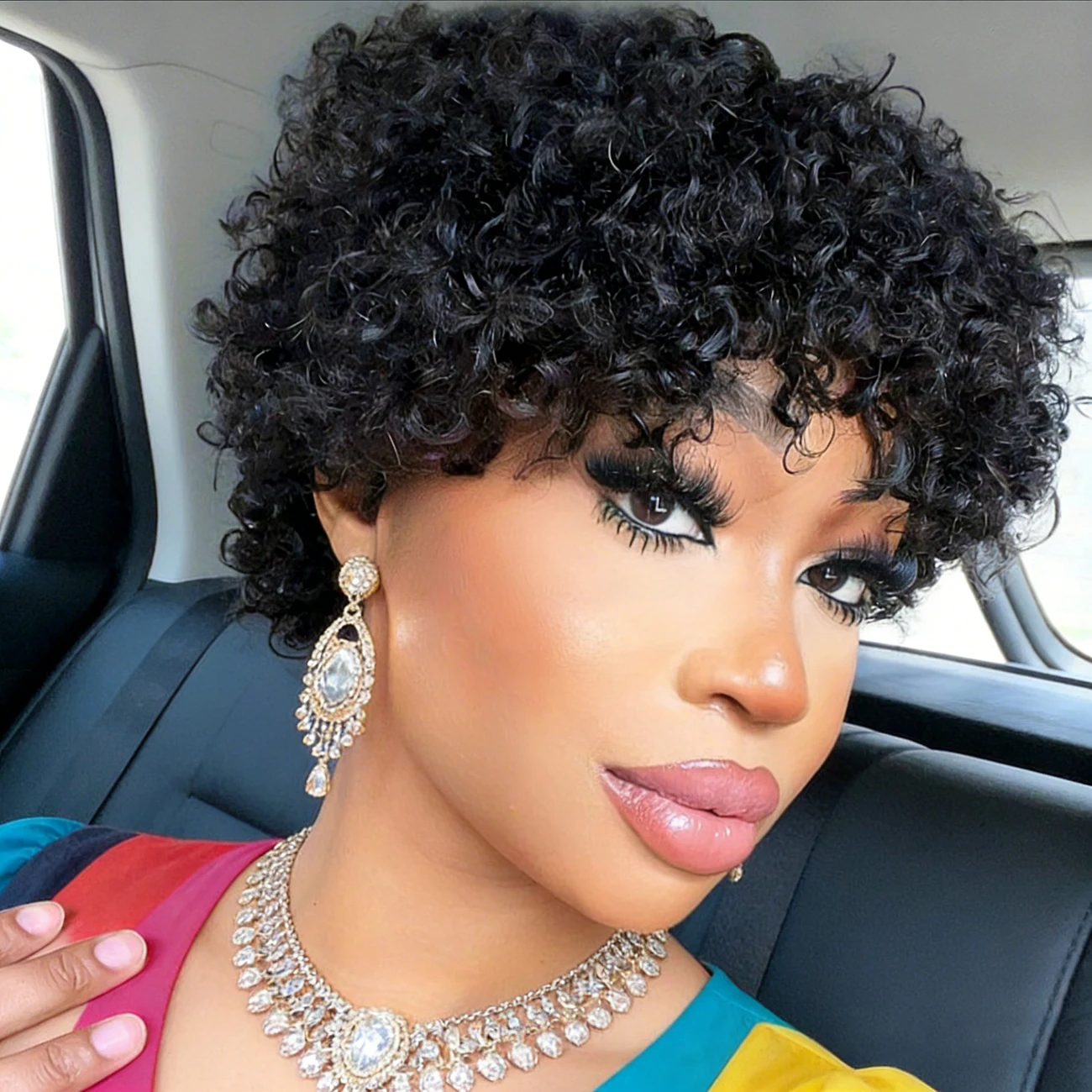 

Короткие парики-пикси с афро-кудрями и эффектом боба из натуральных бразильских волос Реми, полностью машинной работы, для женщин, для ежедневного использования.