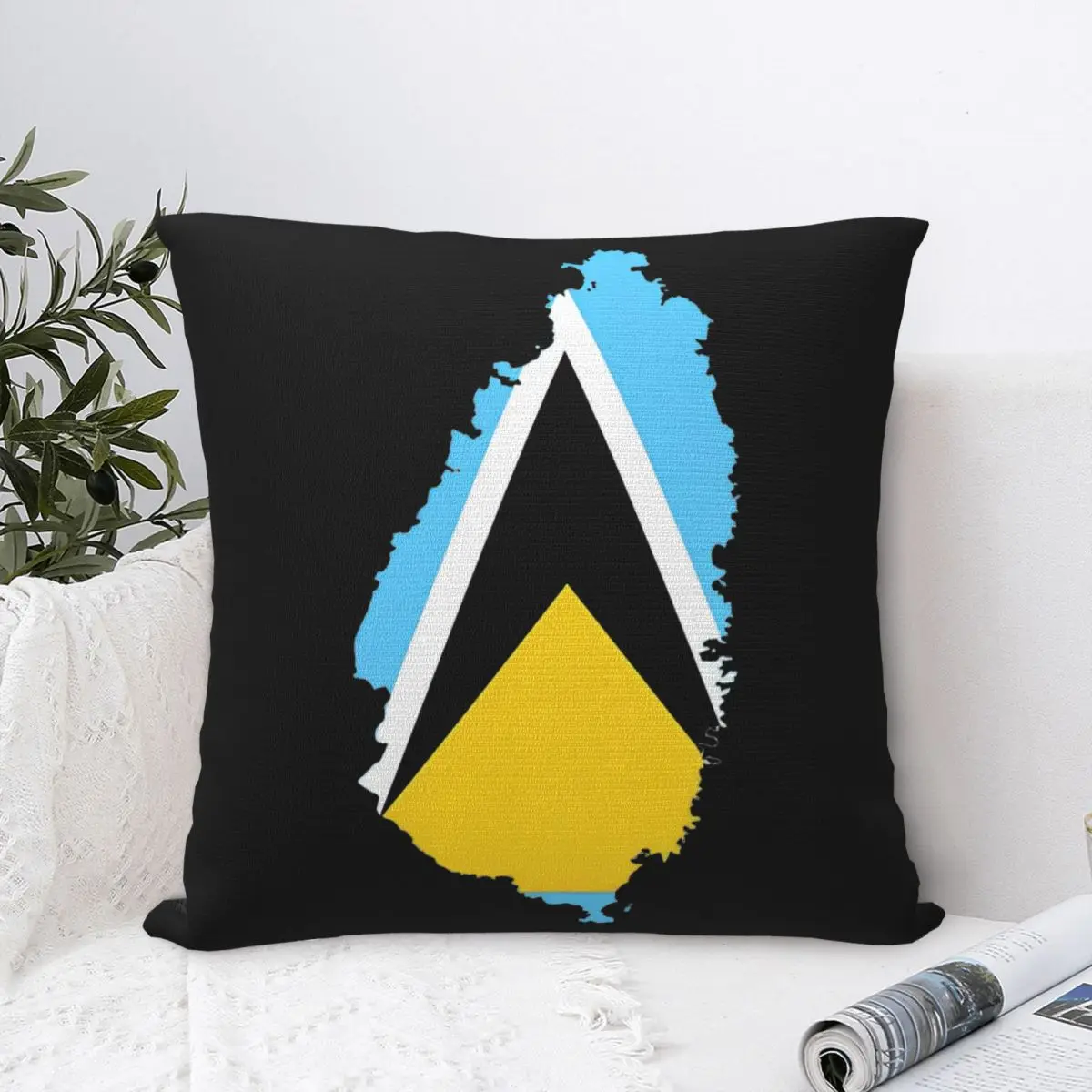 Flag Map Of Saint Lucia Pillowcases Sofa Cushion Cover Creative Decor Pillow Cover 45*45