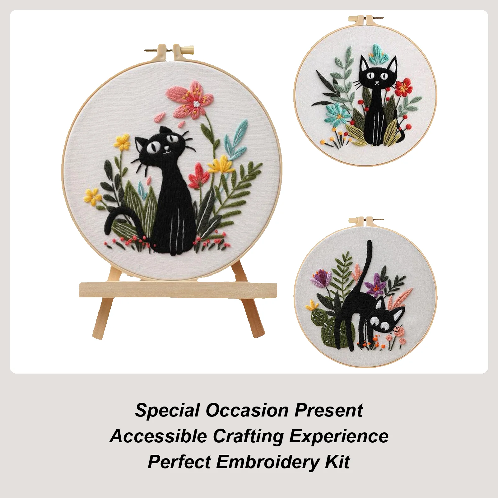 

Набор материалов для вышивания кошек «сделай сам», набор для вышивания ниток с тиснением для кошек для начинающих, набор игл для обручей ручной работы