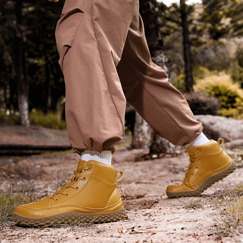 Calzado Deportivo para Hombre, Estilo Senderismo, Media Caña, con Parte Superior de Cuero, Suela de Goma Antideslizante y Resistente al Desgaste, Gran Venta