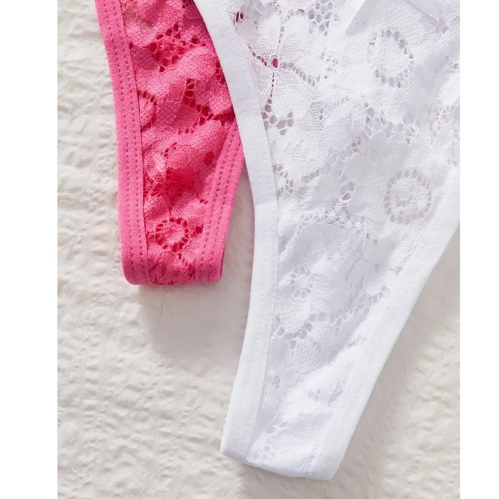 Atmungsaktive Kristallspitzen-Blumen-Slips, Niedriggeschnittene, Bestickte, Nahtlose Tanga-Unterhosen mit Baumwollzwickel, Bikini-Unterwäsche, Geschenke für Frauen – Detail 3