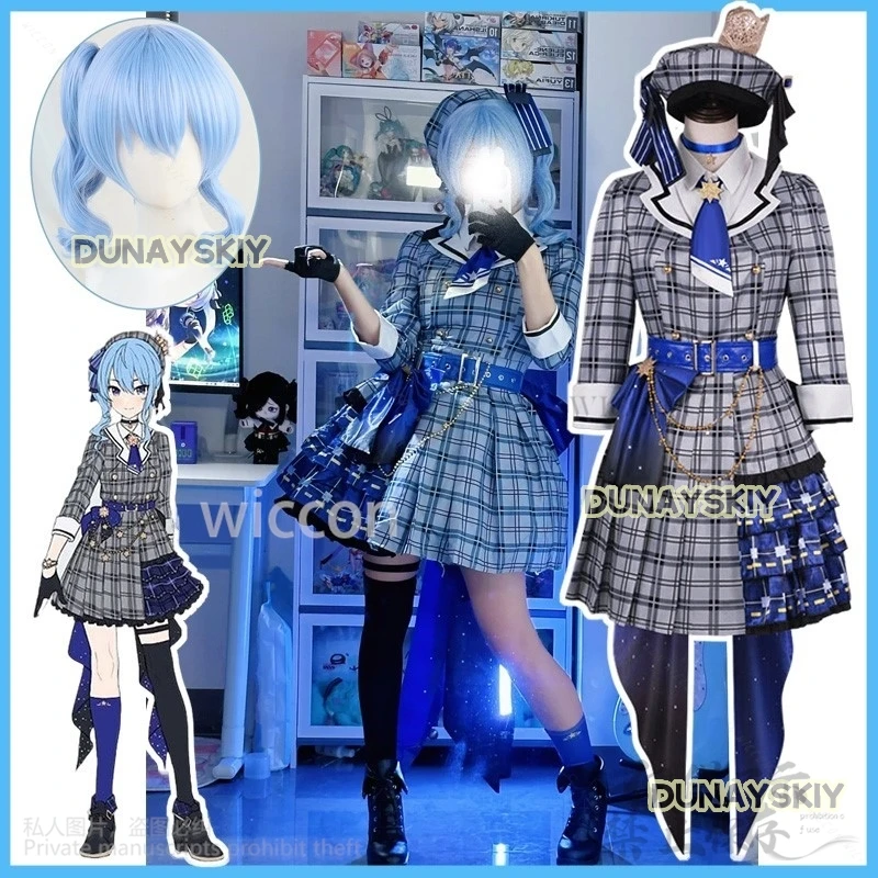 Anime Game Hosimati Suisei Cosplay Costume Suisui Classic Vtuber Dress Lolita Full Set Hat Wig Halloween Customized