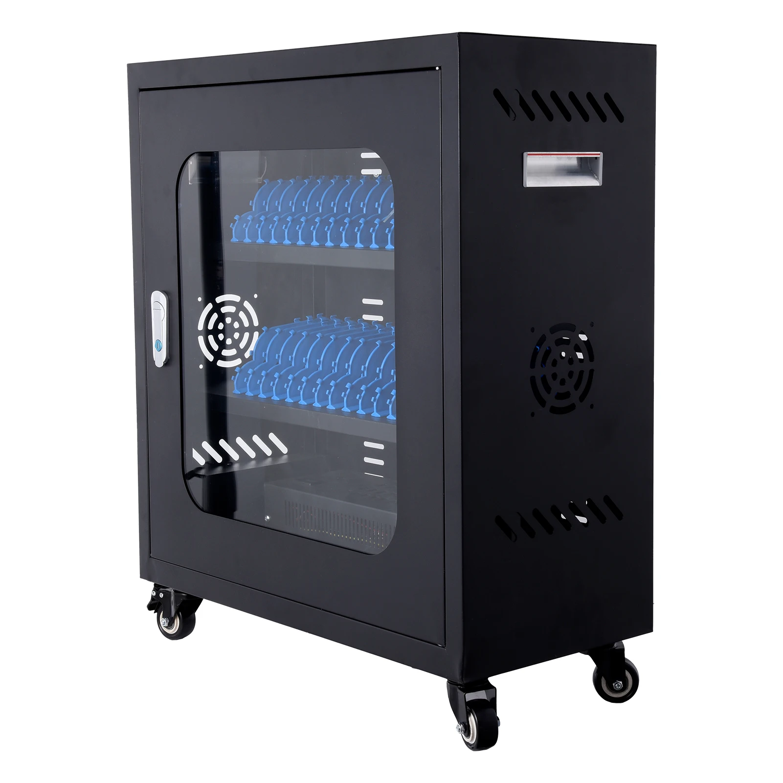 

Charging Cart With 30 Charging Slots, Portable Cell Phone Locker With Wheels, USB Charging Cellphone Locker, Classroom Storage Cart for Multiple Devices Security Storage, for School and Commercial USE, Black