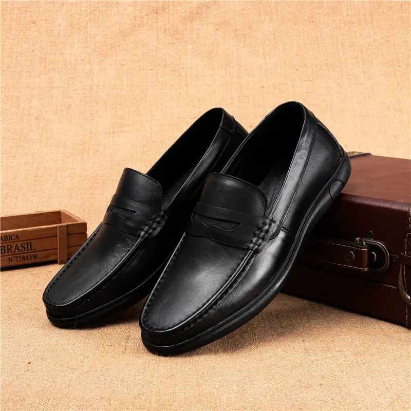 Men's Loafers and Slip-ons Soft Soled Leather Shoes Autumn New Top Layer Cowhide Pigskin Inner Rubber Sole Formal Leather Shoes