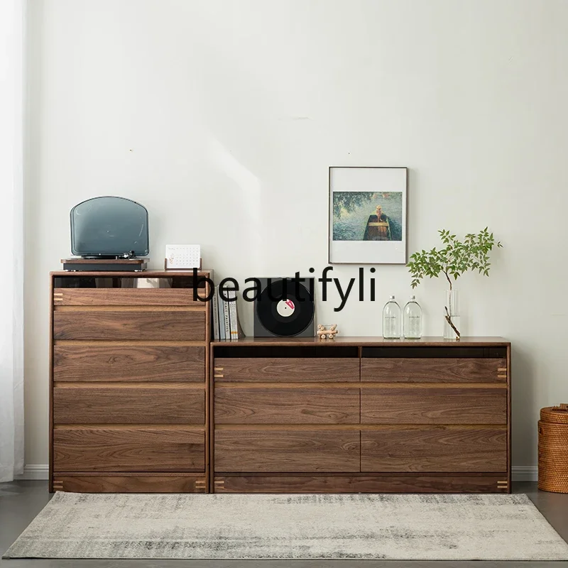 

E182 North American black walnut log chest of drawers living room medieval solid wood bedroom storage wardrobe