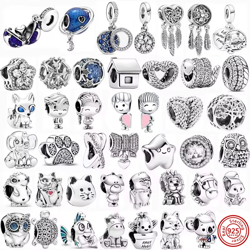 Fit Original Pantaro Charms Bracelet DIY Jewelry New 925 Silver Boy Girl Snowflake Feather Dream Catcher Bear Sky Star Beads