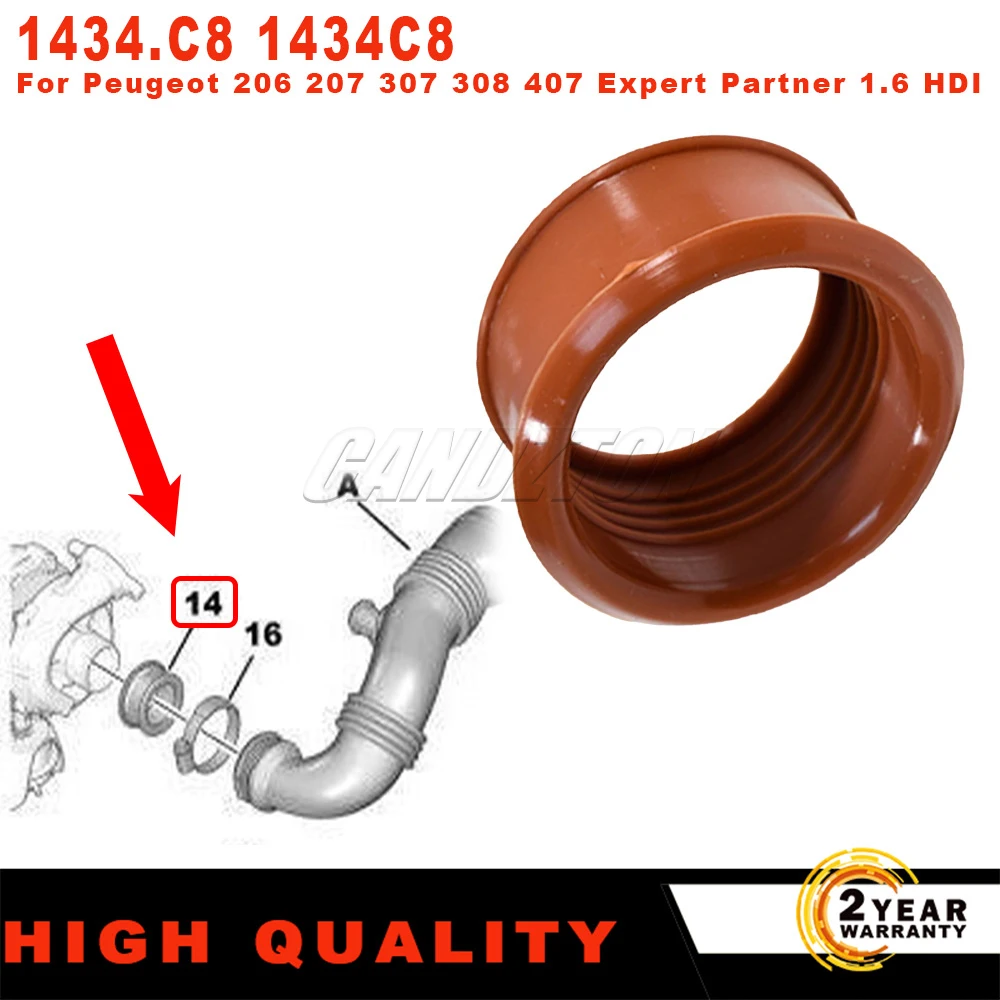 New 1 Pc Turbo Air Pipe Rubber Sleeve Red 1434.C8 1434C8 For Peugeot 206 207 307 308 407 Expert Partner 1.6 HDI Car Accessories