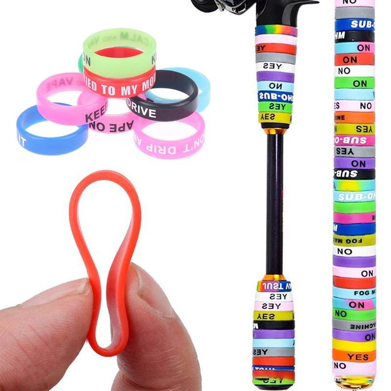 10pcs Colorful Anti Slip Bands Silicone O-shaped Rings For Fishing Rod Decorations Hand Grip Cover