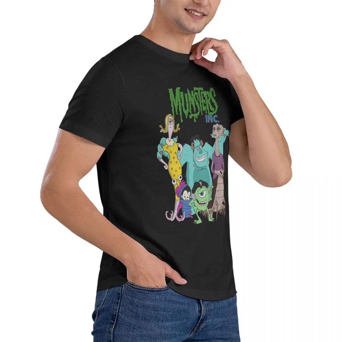 Disney Monsters University Film Camisetas para adultos, tops com gola redonda, algodão puro, casual, manga curta, essencial, Monsters Inc