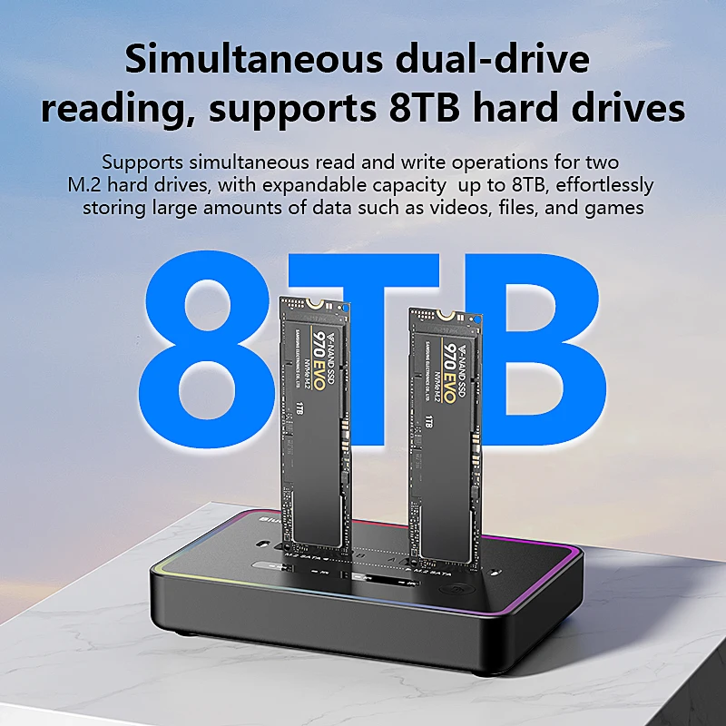 Blueendless M 2 Docking station SSD a due alloggiamenti Docking station USB C offline da USB C a NVME PCIE Docking SSD clone offline con una sola chiave