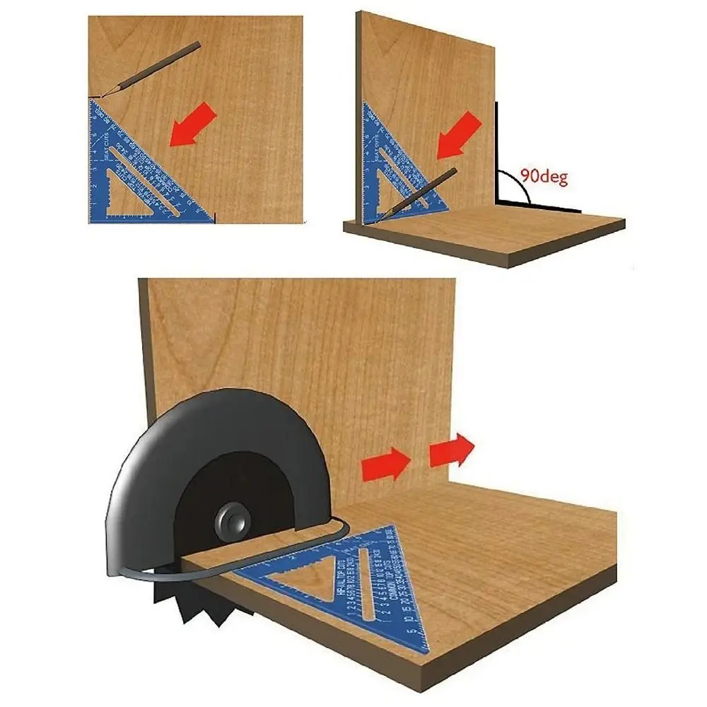 Nieuwe 7Inch Driehoek Liniaal Meetinstrument Aluminium Timmermansgereedschap Inch Metrische Hoek Liniaal Snelheid Vierkant Houtbewerking Gereedschap