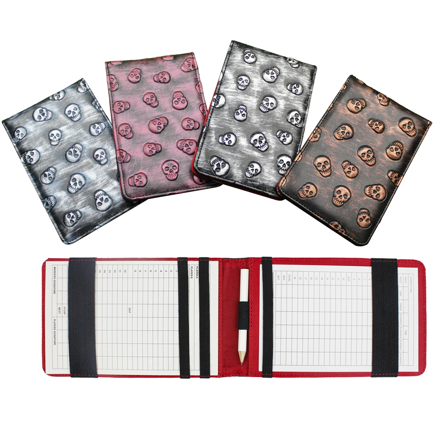 Golf Scorecard Holder and Yardage Book Holder Cover PU Material Wallet with Pencil Loop 3 Colors for Choose