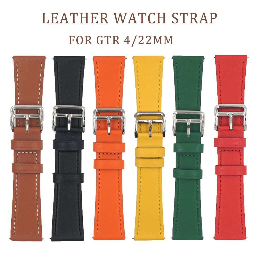 

22mm Leather Strap for Amazfit GTR 4 Band for Samsung Galaxy Watch 3 45mm S3 Classic/Frontier Bracelet for Xiaomi watch S2 42mm