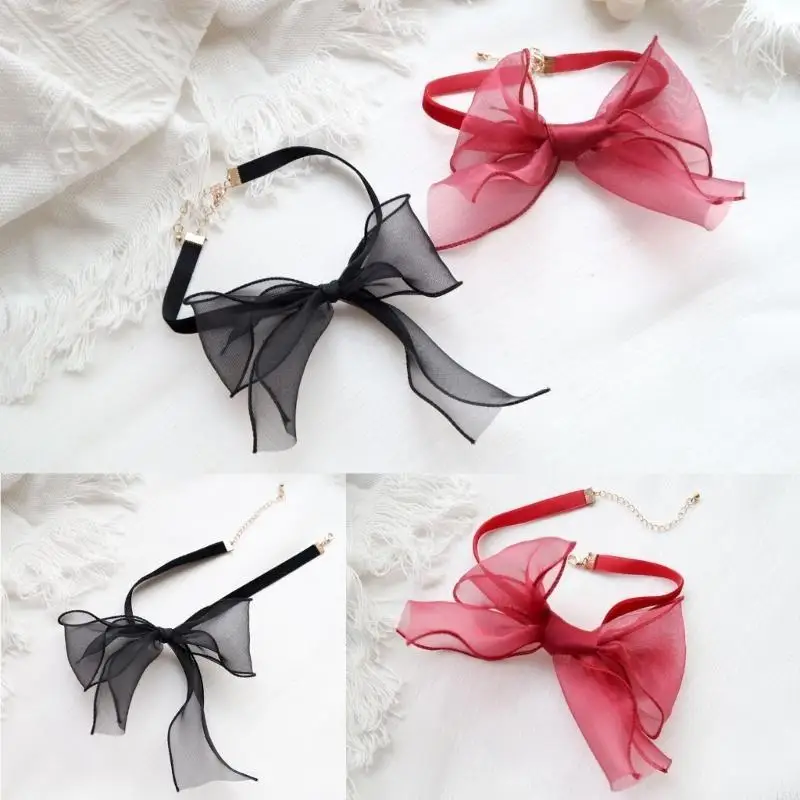 

L5YA Bow Choker Necklace Goth Choker Choker Bowtie Choker Bowknot Choker