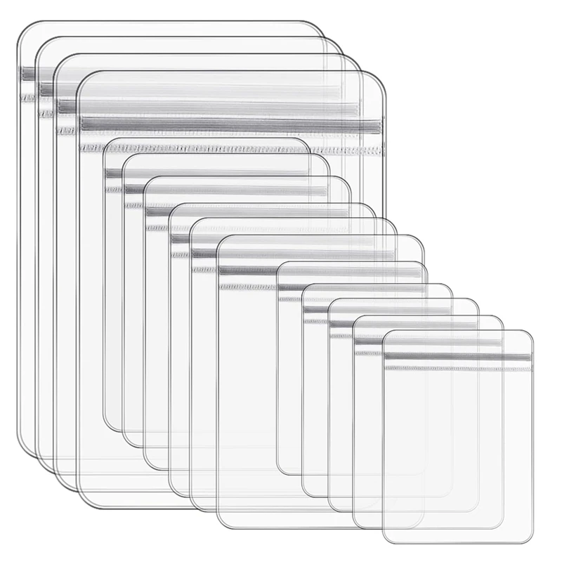 Top-60PC Jewelry Bags Clear Plastic Reclosable Thick Zip Lock Bags For Photo Bakery Treats Travel Storage Packaging