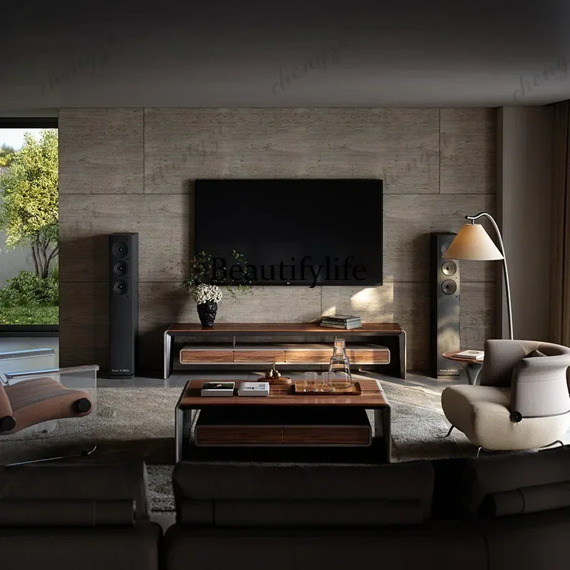 PPP Simple solid wood home TV cabinet Large flat floor living room furniture Floor cabinet TV cabinet