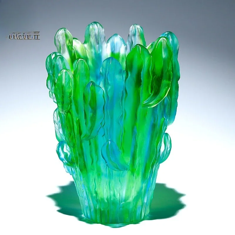 زخرفة مزهرية الصبار المزججة القديمة الراقية، تشكيلة زهور غرفة المعيشة، جو راقي، هووسورمينغ #3