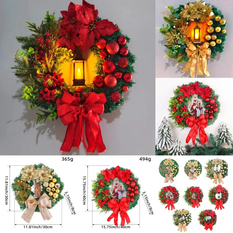 

Christmas Wreath Jesus Wheat Ear Lamp Wreath Decoration Scene Arrangement Props Jesus Light Luxury Christmas Wreath Door Hanging