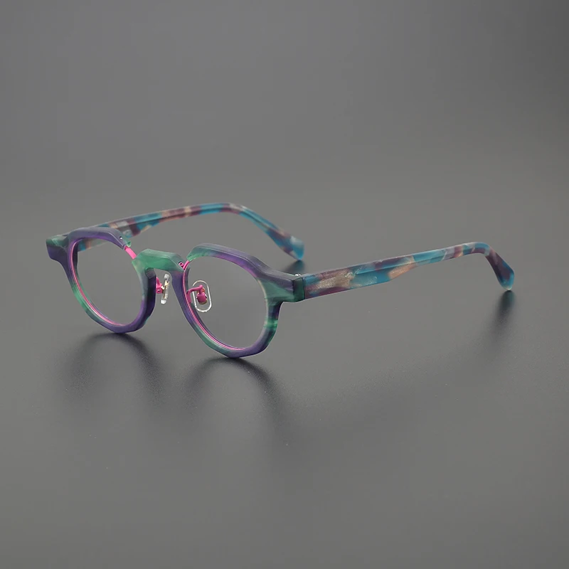 Circular Color-blocked Large Frames Women Brand Designer Eyewear Acetate Handmade Eyeglasses Men Custom Optics Prescription Lens