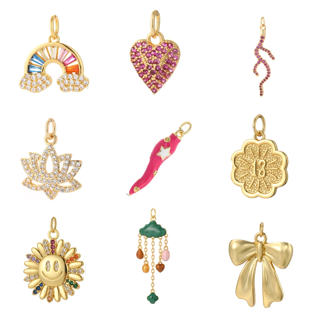 Cute Rainbow Love Charms for Jewelry Making  Gold Color Bowknot Charm DIY Women\'s Necklace Bracelet Pendant Talisman Dijes