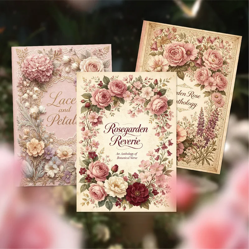 24Pcs Vintage Dark Floral Pattern Scrapbook Paper Decorative Background Paper for Journal Collage DIY Handmade Craft Album