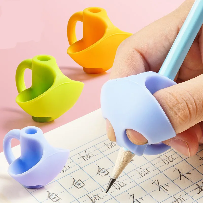 

Child Pen Grips Silicone Three-finger Grip Posture Corrector Student Writing Posture Correction Learning Stationary Supplies