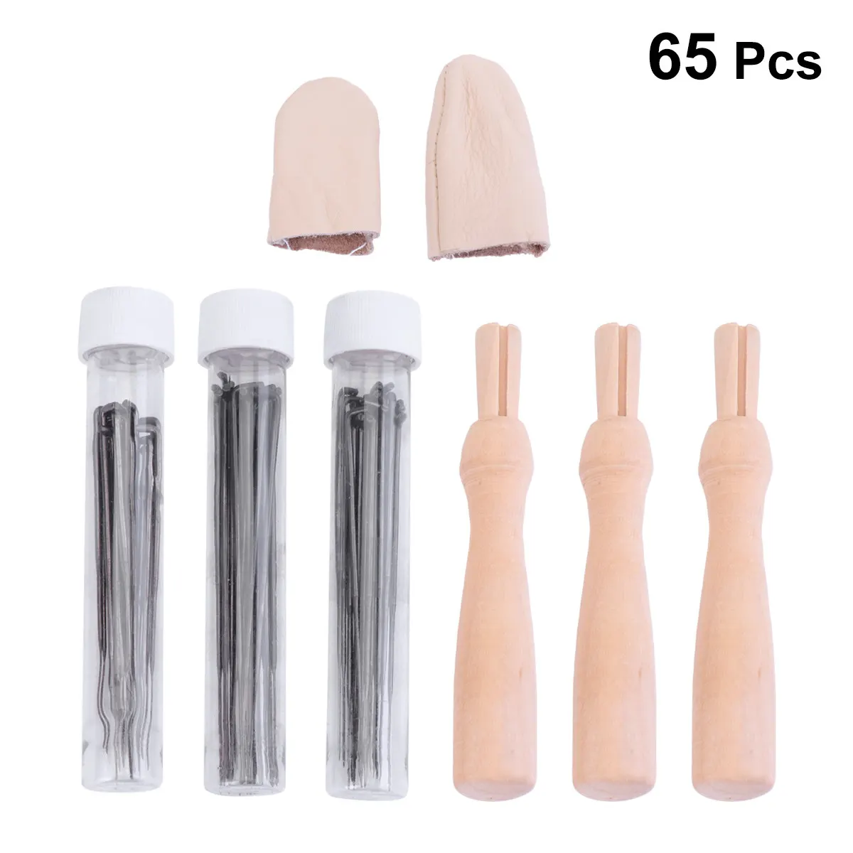 1Set All in One Needle Felting Supplies Kit 20 Hardened Needles 3 Natural Wood Stamps Finger Protectors for Felting Kits