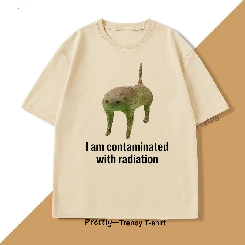 I Am Contaminated Funny Cat Meme T Shirt Men Women Cotton Tee Weirdcore Clothing Unhinged T-Shirt Casual Short Sleeve Tees Top