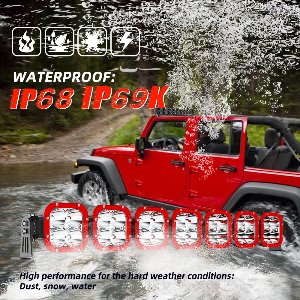 12V 24V スクエア 360ワット 9個 トップルーフマウント 車 トラック スポットLEDライトバー オフロード UTV ピックアップ RZR ポラリス レンジャー ディフェンダー用