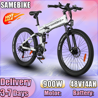 Electric Bicycle SAMEBIKE 900W Motor 48V14AH Lithium Battery Folding Electric Bike Hydraulic Brake Adult 26inch Tire Snow E-bike