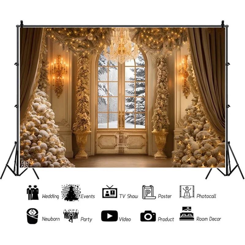 

SHENGYONGBAO Christmas Day Photography Backdrops Living Room Indoor Ornament Wreath Photo Studio Background Props QS-46