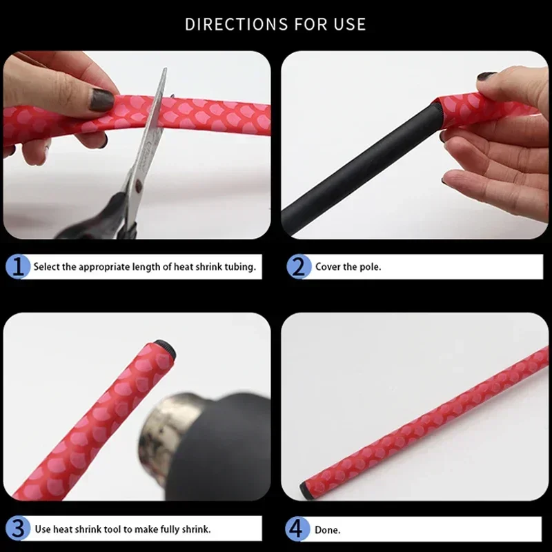 1~10pcs Non-slip Heat Shrink Tube 15 18 20 22 25 28 30 35 40 45 50mm Waterproof Cover Insulated Wrap Protector for Fishing Rod