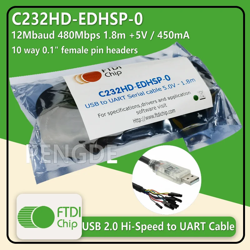 

C232HD-EDHSP-0 FTDIchip +5V / 450mA 1.8m USB 2.0 Hi-Speed to UART Cable 480Mbps 12Mbaud Official original genuine